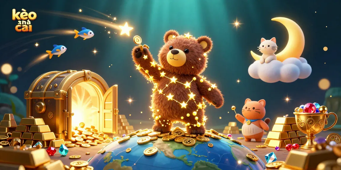Engage in thrilling kèo nhà cái betting with vibrant cosmic-themed illustration featuring a constellation bear.