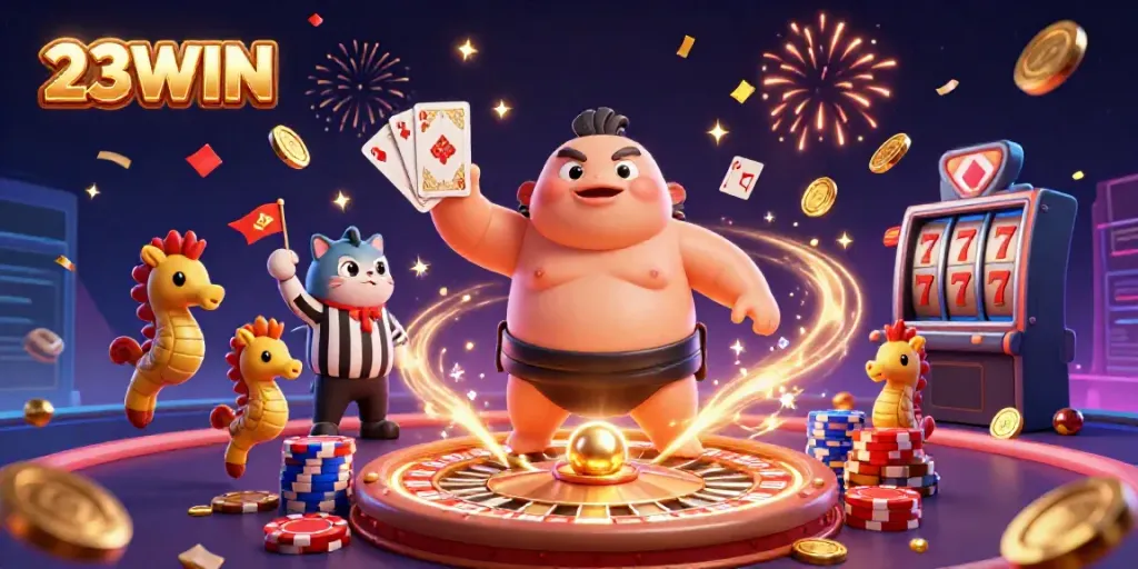 Experience the thrilling world of 23WIN casino with an exciting underwater showdown among sea creatures.