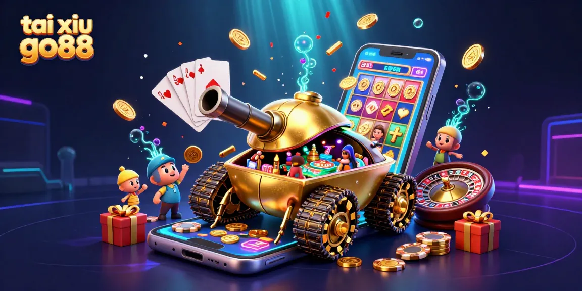 Engage in thrilling gameplay with tai xiu go88, featuring vibrant casino elements and golden beetle tank.