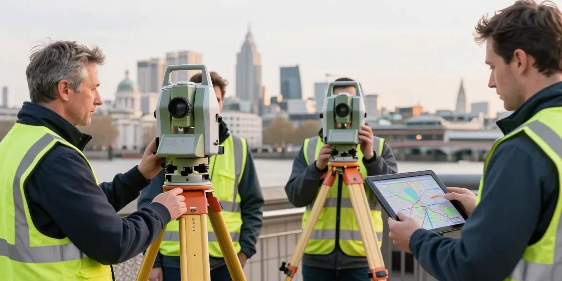 land surveyors London team conducting a topographical survey in an urban setting