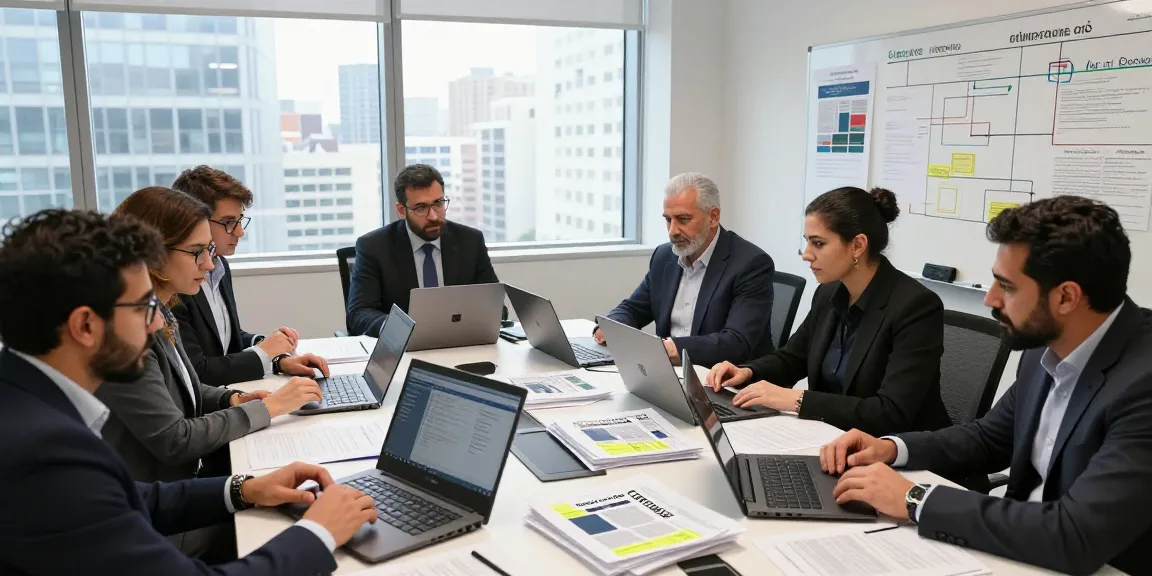 Research team analyzing Casey Askar's candidacy in a focused office setting.