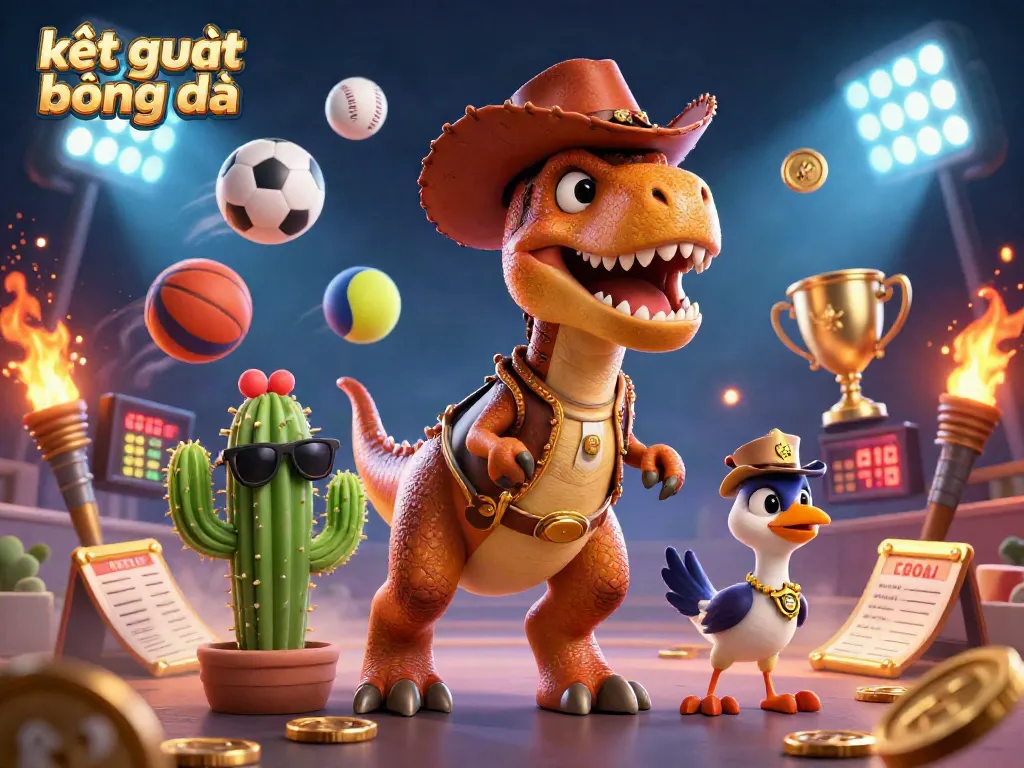 Experience live kết quả bóng đá updates with dynamic sports elements and engaging cartoon characters.