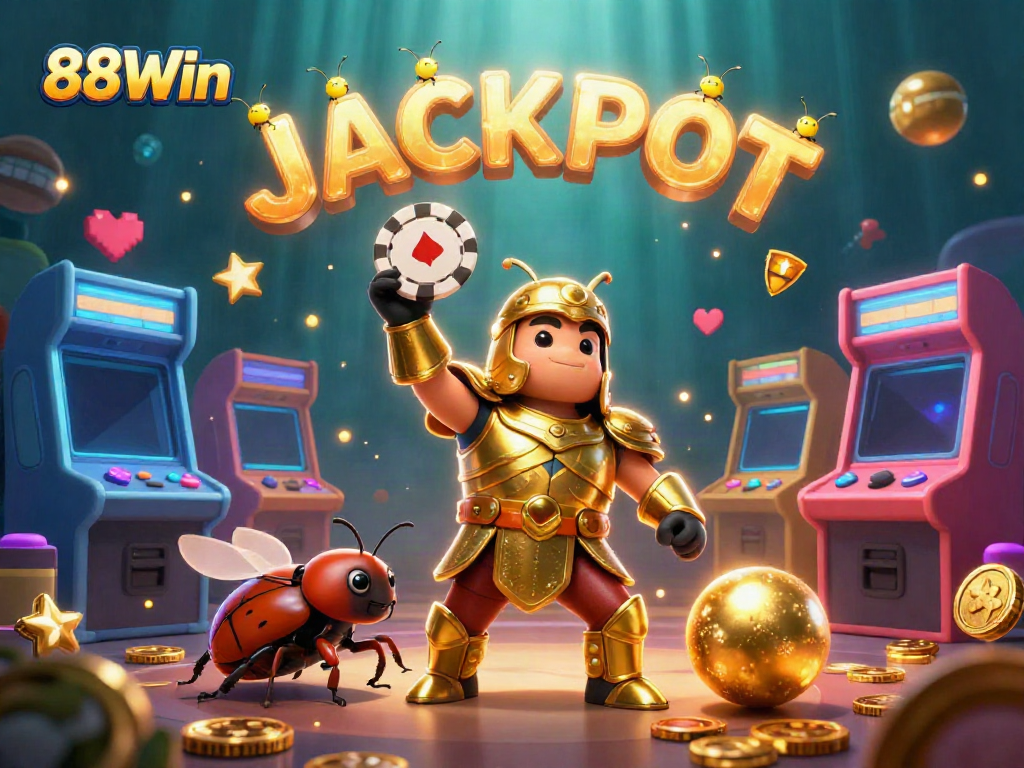 Win big with 88Win as the Hercules beetle celebrates victory with a glowing jackpot.