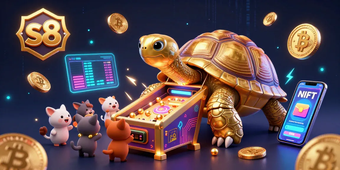 Engage in the thrilling action of s8 with a vibrant 3D casino scene featuring a golden tortoise pinball machine.