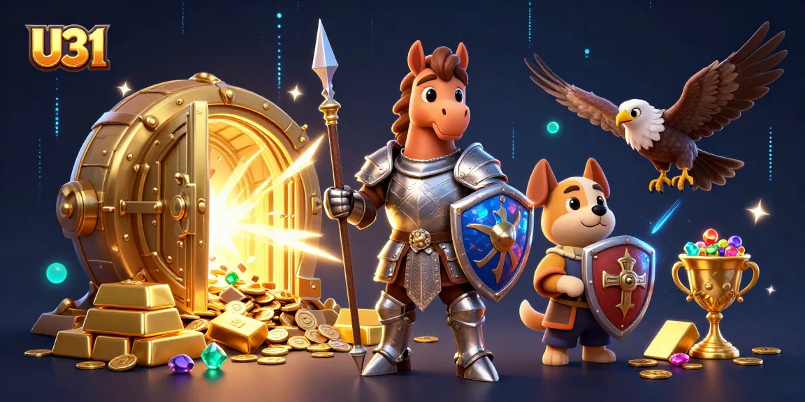 U31's immersive casino experience with vibrant characters and dynamic treasure-filled scene.