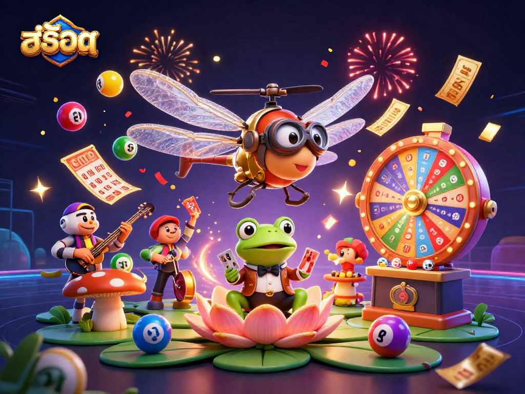 Experience thrilling สล็อต games with dynamic scenes of a dragonfly pilot and a frog croupier!
