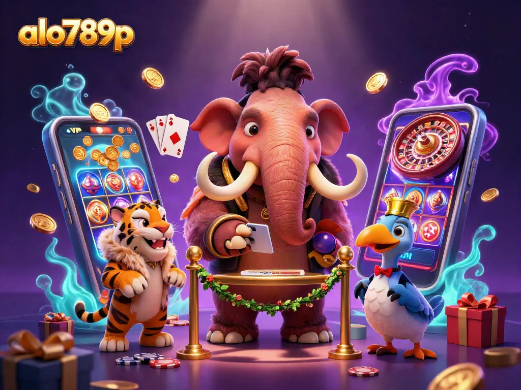 Experience thrilling adventures at alo789p with vibrant casino characters and dynamic games surrounding them.