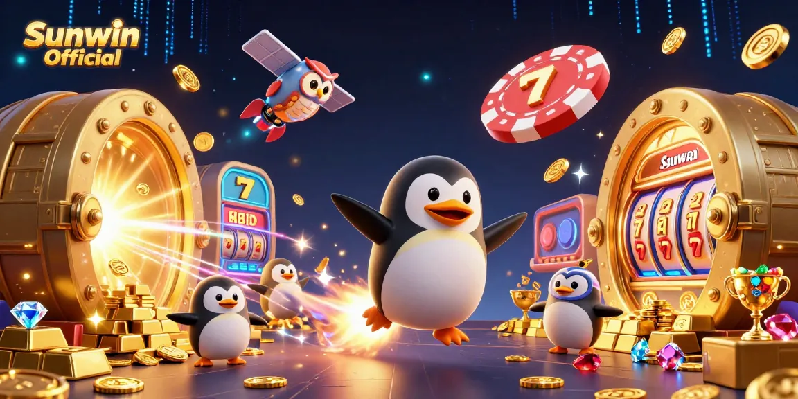 Engage with Sunwin Official's vibrant 3D digital illustration showcasing a thrilling cartoon casino adventure.